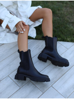 Челси высокие черные женские кожаные на байке 1093