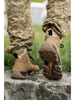 Берцы высокие тактические бежевые мужские из нубука 1176 additional