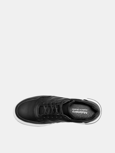 Кеди чоловічі чорні шкіряні на білій підошві з замшевими вставками