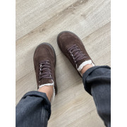 Кеди жіночі замшеві шоколадного кольору анатомічні на хутрі 1588 additional