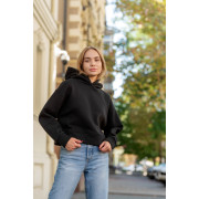 Худи женское черное на флисе
