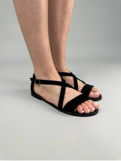 Босоножки женские замшевые черные 3914