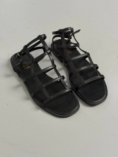 Босоніжки жіночі шкіряні чорного кольору 4404 additional