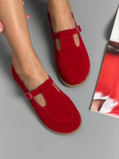 Туфлі жіночі замшеві червоного кольору Mary Jane анатомічні 4524-5