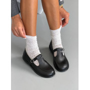 Туфлі жіночі шкіряні чорного кольору без підборів 4524-7