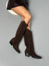 Сапоги казаки женские замшевые шоколадные демисезонные