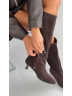 Чоботи жіночі замшеві шоколадні на підборах демі високі