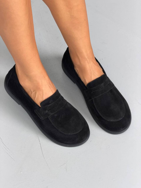 Лофери жіночі анатомічні замшеві чорного кольору