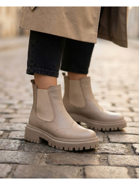 Челсі жіночі шкіряні бежеві зимові